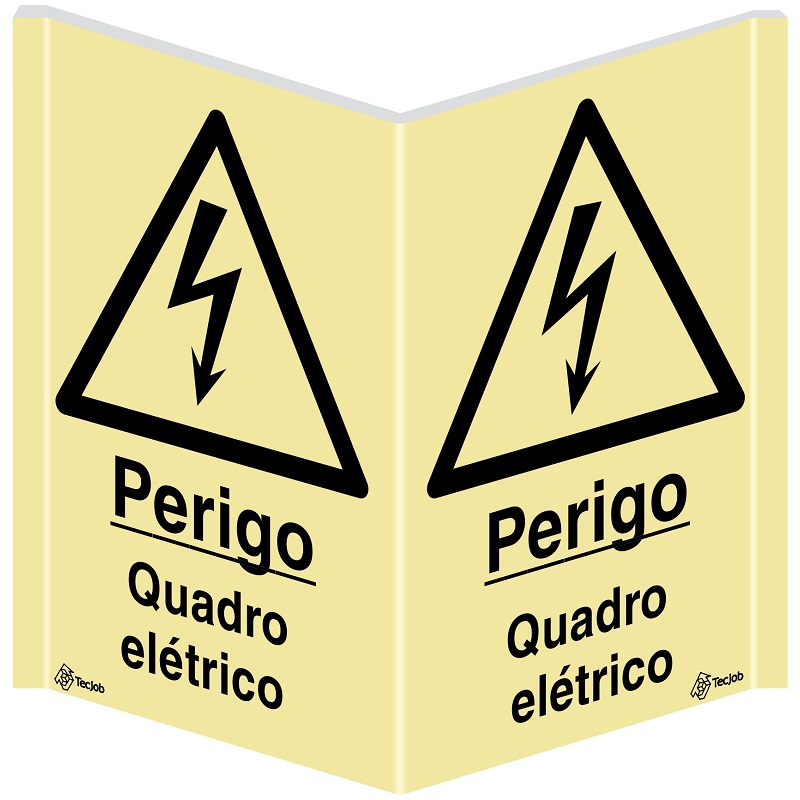 SINAL FOTOLUMINESCENTE PANORÂMICO PERIGO QUADRO ELÉTRICO 300x400mm