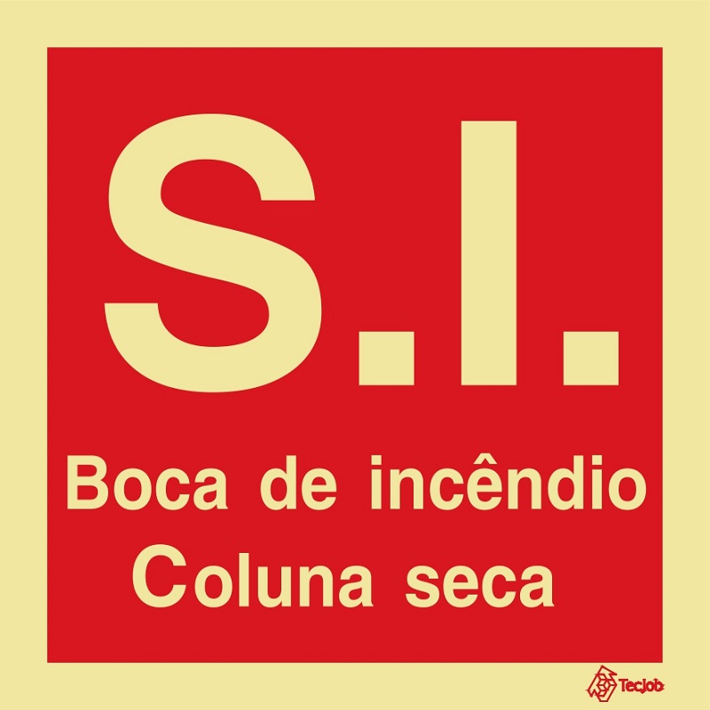 SINAL FOTOLUMINESCENTE S.I. BOCA DE INCÊNDIO COLUNA SECA 150x150mm