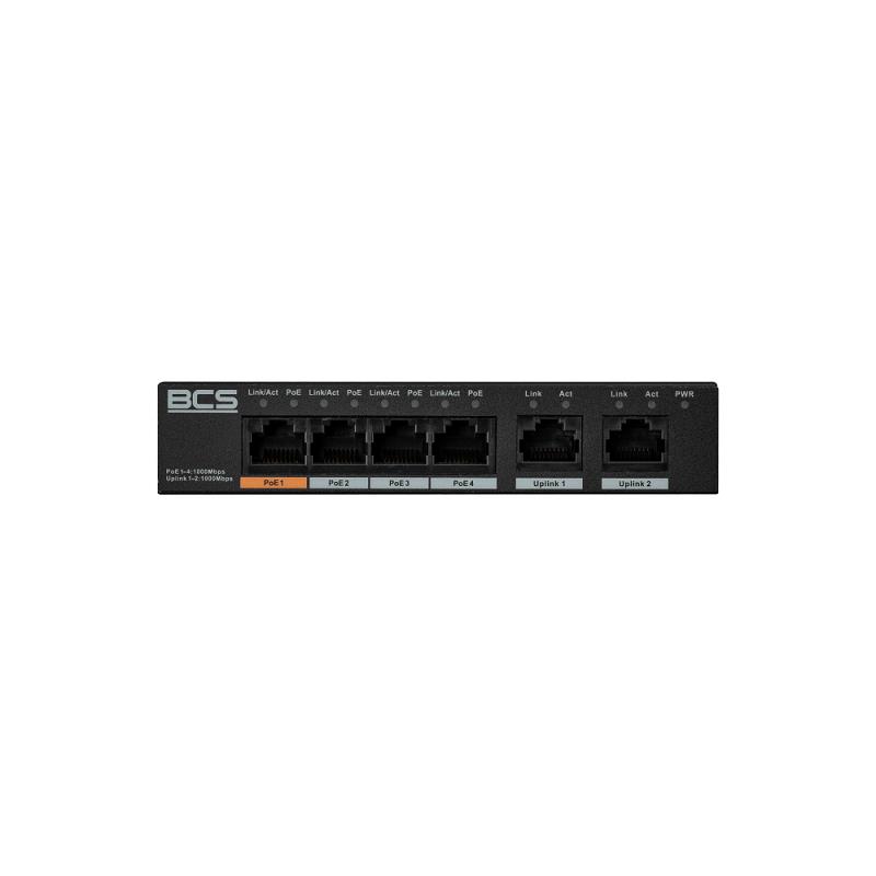 SWITCH BCS LINE 4xPoE 1Gbps + 2xUPLINK 1Gbps 60W 802.3AF/AT/HI-PoE
