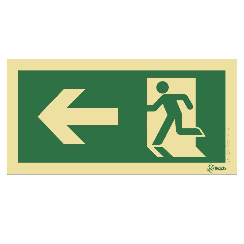 SINAL FOTOLUMINESCENTE EXTINTOR NO INTERIOR  ISO EVACUAÇÃO SAÍDA ESQUERDA 200x100mm