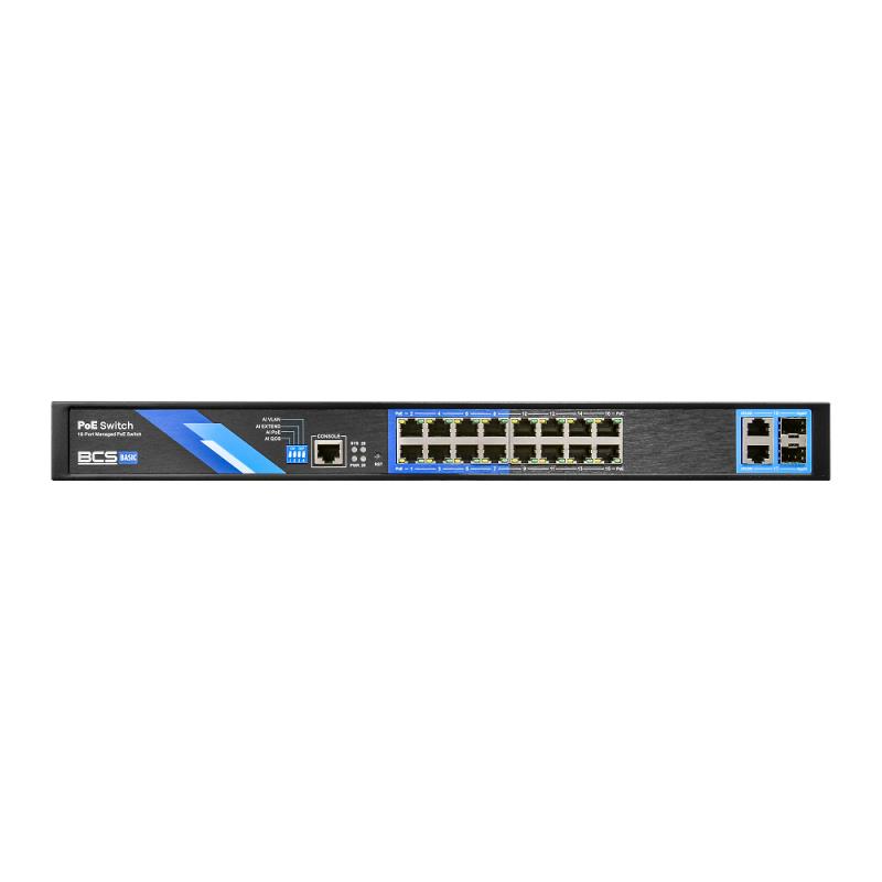 SWITCH BCS BASIC GERIDO 16xPoE 100Mbps + 2xUPSFP 1Gbps 802.3AF/AT