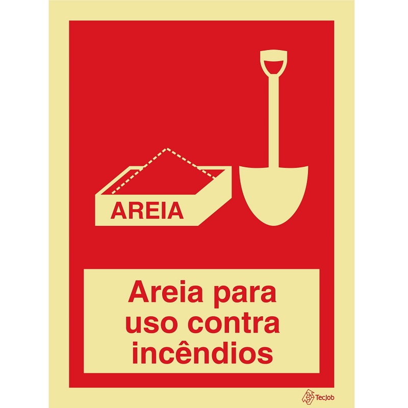 [I0234A] SINAL FOTOLUMINESCENTE AREIA PARA USO CONTRA INCÊNDIOS COM TEXTO 150x200mm