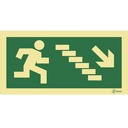 SINAL FOTOLUMINESCENTE SAÍDA ESCADAS DESCER DIREITA 300x150mm