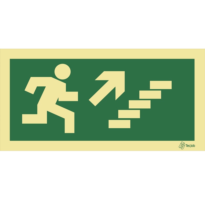 SEÑAL FOTOLUMINISCENTE SALIDA ESCALERAS SUBEN A LA DERECHA 200x100mm