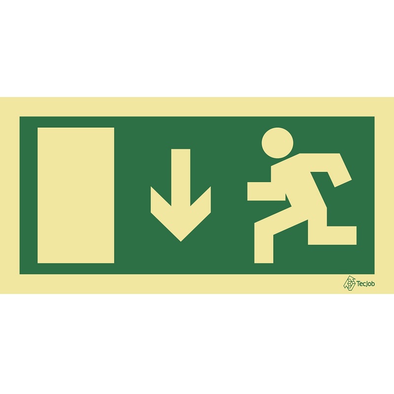 SINAL FOTOLUMINESCENTE SAÍDA DESCER ESQUERDA 200x100mm