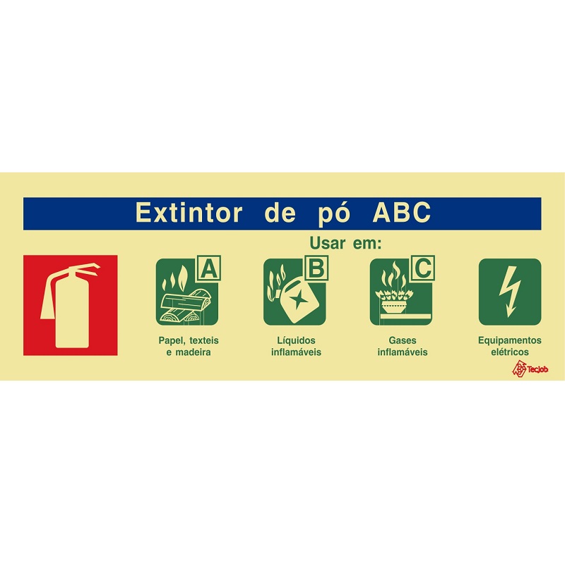 [I0140A] SINAL FOTOLUMINESCENTE AGENTE ABC 240x85mm