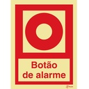 SINAL FOTOLUMINESCENTE BOTÃO ALARME COM TEXTO 150x200mm