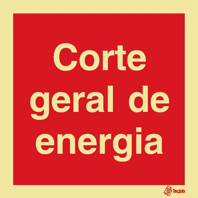 SINAL FOTOLUMINESCENTE CORTE GERAL ENERGIA 150x150mm
