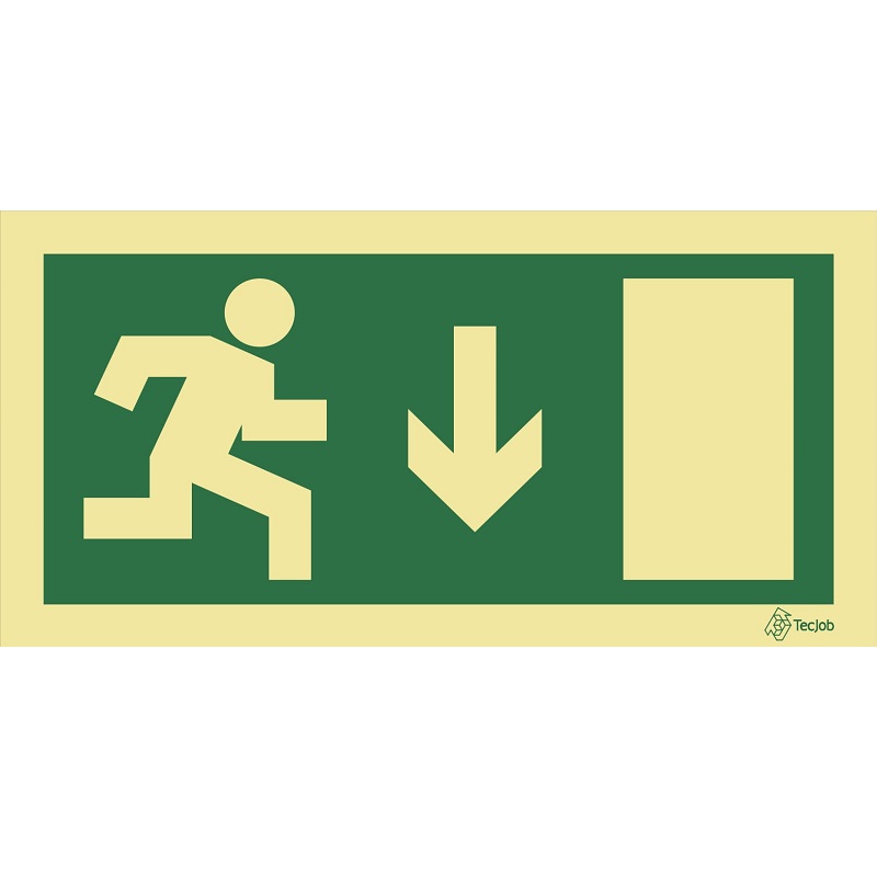SEÑAL FOTOLUMINISCENTE SALIDA DESCER DERECHA 200x100mm