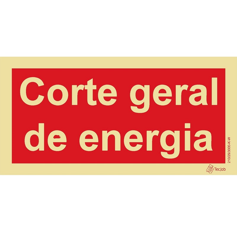 SINAL FOTOLUMINESCENTE CORTE GERAL ENERGIA 200x100mm