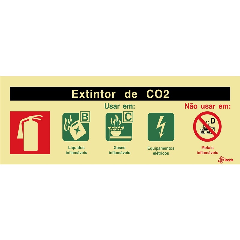 SINAL FOTOLUMINESCENTE AGENTE CO2 240x85mm