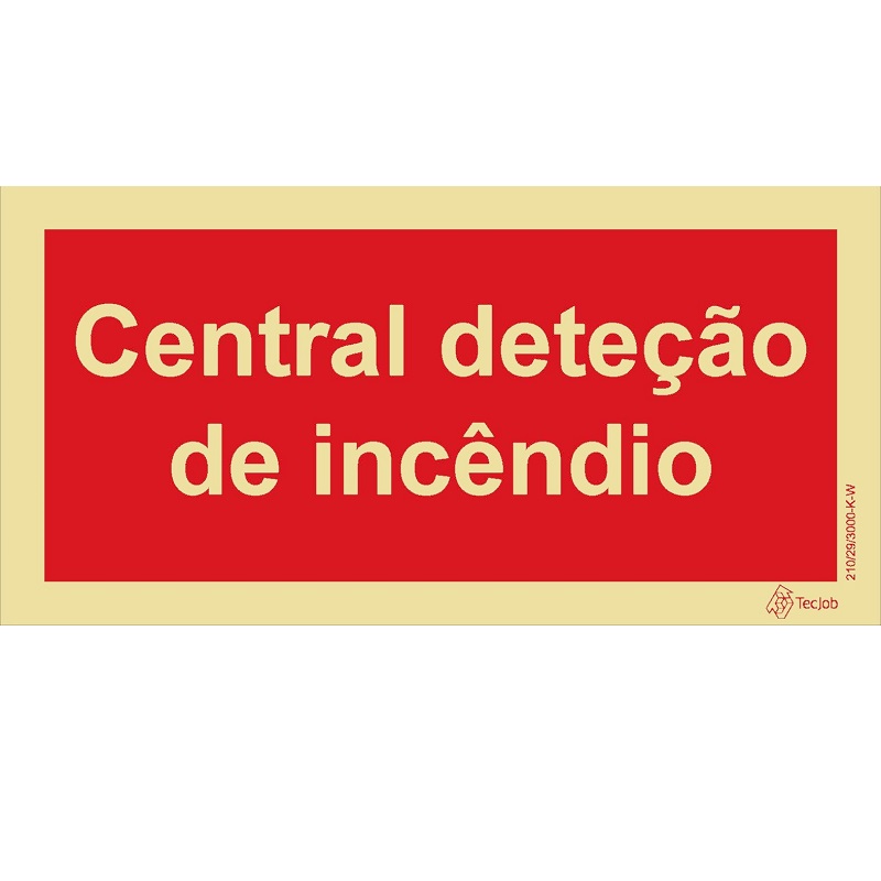 SINAL FOTOLUMINESCENTE CENTRAL DETEÇÃO DE INCÊNDIO 200x100mm