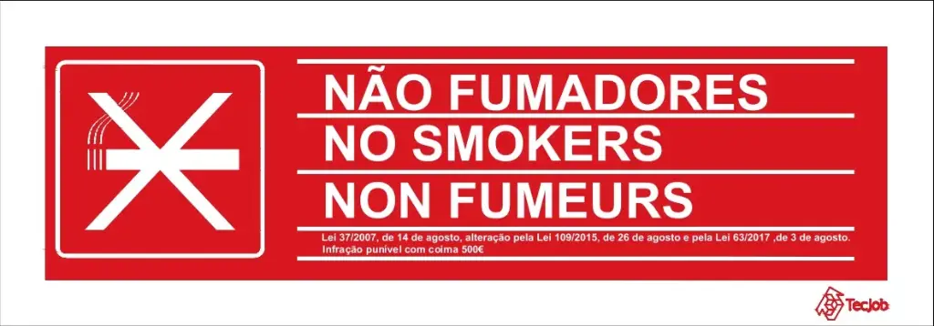 SINAL PVC OPACO NÃO FUMADORES 160x55mm
