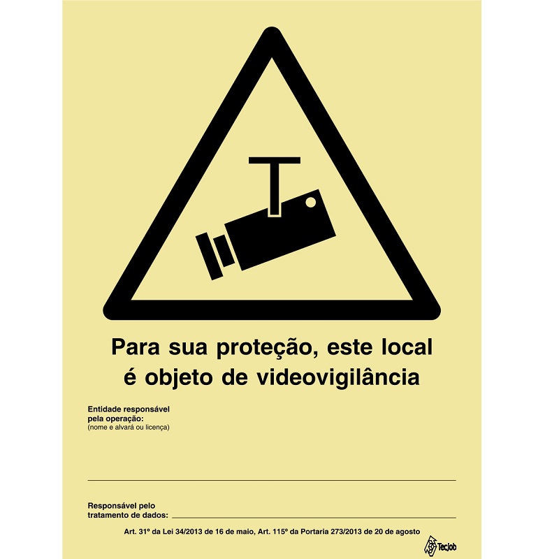 [IN1993A] SINAL PVC OPACO CCTV RESPONSÁVEL PARA EXTERIOR 150x200mm