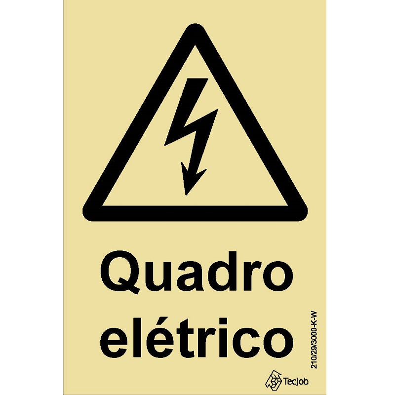 SINAL FOTOLUMINESCENTE QUADRO ELÉTRICO COM TEXTO 150x200mm