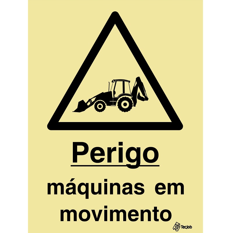 SINAL FOTOLUMINESCENTE PERIGO MÁQUINAS EM MOVIMENTO 150x200mm
