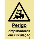 SINAL FOTOLUMINESCENTE PERIGO EMPILHADOR CIRCULAÇÃO 150x200mm