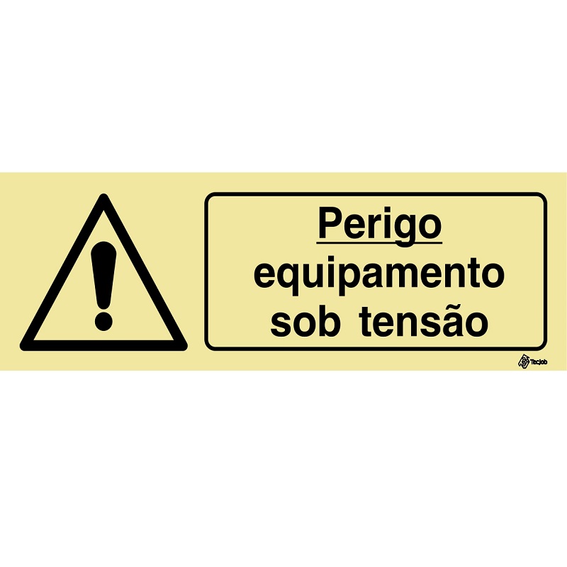 SINAL FOTOLUMINESCENTE PERIGO EQUIPAMENTO SOB TENSÃO 200x70mm