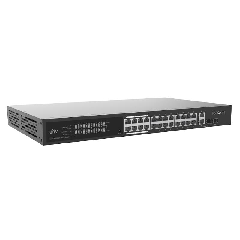 SWITCH GERIDO 24xPoE 1Gbps + 1xUPLINK 1Gbps + 1xCOMBO UPLINK OU SFP 1Gbps 54Gbps L2 370W MÁXIMO