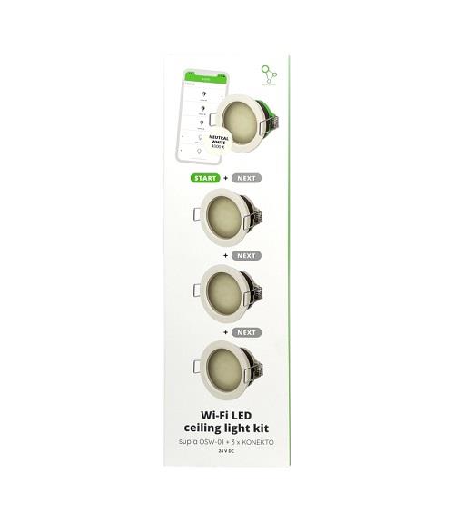 [ZMZSO-01/3000] KIT CONTROLO DE ILUMINAÇÃO WI-FI: 1 OSW-01  + 3 DOWNLIGHTS - 3000K