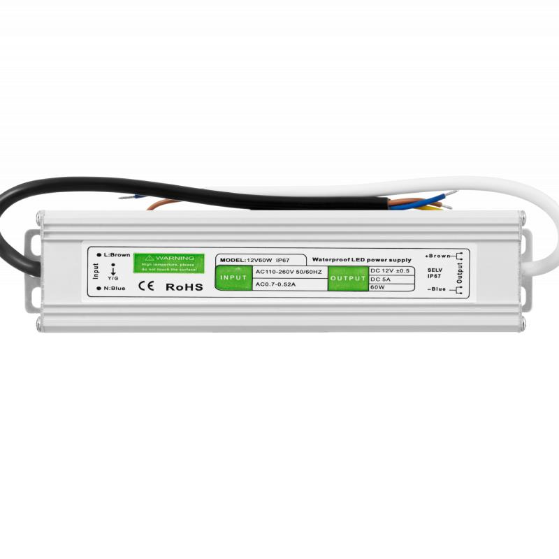 FONTE ALIMENTAÇÃO LED HERMÉTICA SLIM 12Vdc 60W IP67