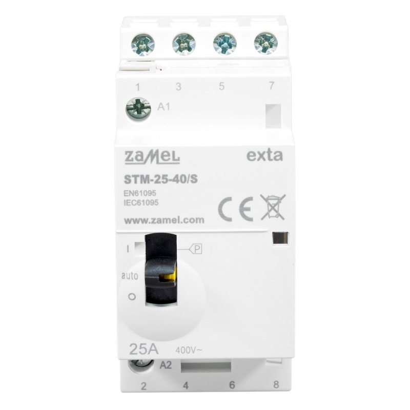 CONTACTOR MODULAR ELECTROMAGNÉTICO CON CONTROL MANUAL 25A 4xNA 230Vac