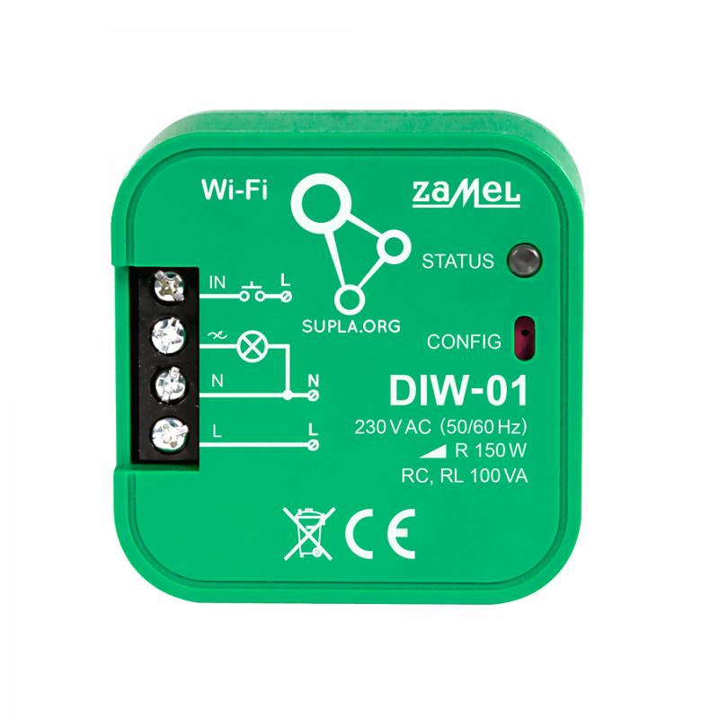 [ZMDIW01] RECETOR Wi-Fi 1 CANAL REGULÁVEL/DIMMER SUPLA PARA CAIXA APARELHAGEM