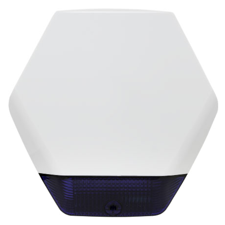 SIRENE ESX HEXAGON WIRELESS FRENTE BRANCA LENTE AZUL