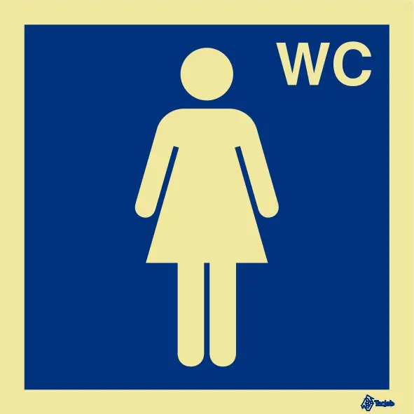 SINAL FOTOLUMINESCENTE WC FEMININO 150X150MM- ALUMÍNIO  