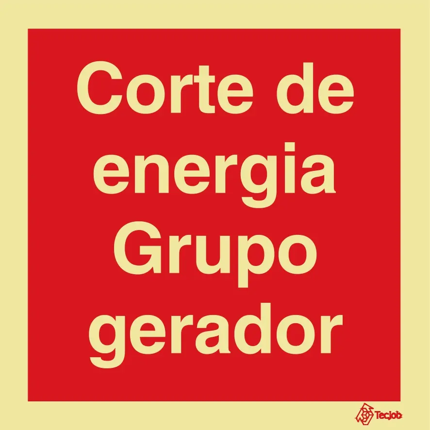 SINAL FOTOLUMINESCENTE CORTE ENERGIA GRUPO GERADOR 150x150mm