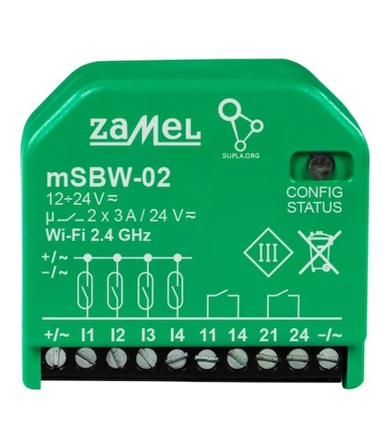 RECETOR Wi-Fi AUTOMATISMO 2 CANAIS SUPLA 12-24Vdc/ac PARA CAIXA APARELHAGEM