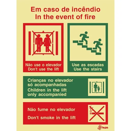 SINAL FOTOLUMINESCENTE EM CASO DE INCÊNDIO 150x200mm