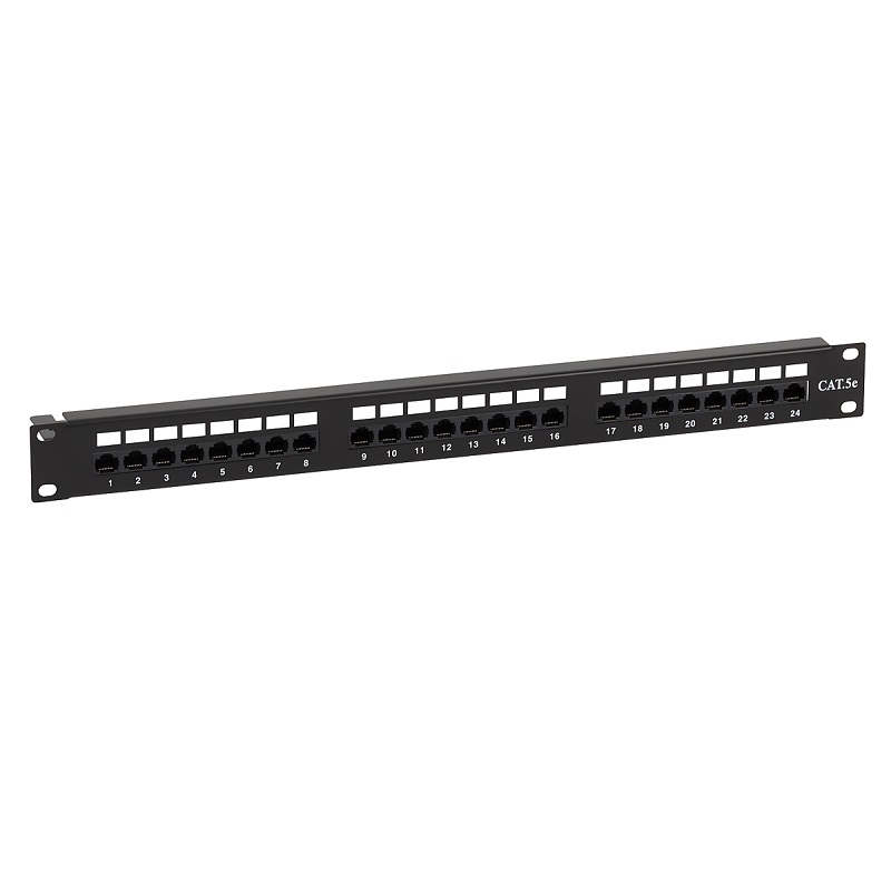 PAINEL 24 PORTAS CAT 5E E SUPORTE CABOS 19" RACK