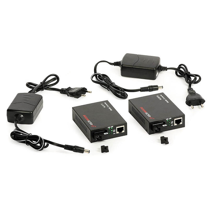 2x CONVERTIDOR ETHERNET MONOMODO M-207G 1Gbps 1xFIBRA 20km