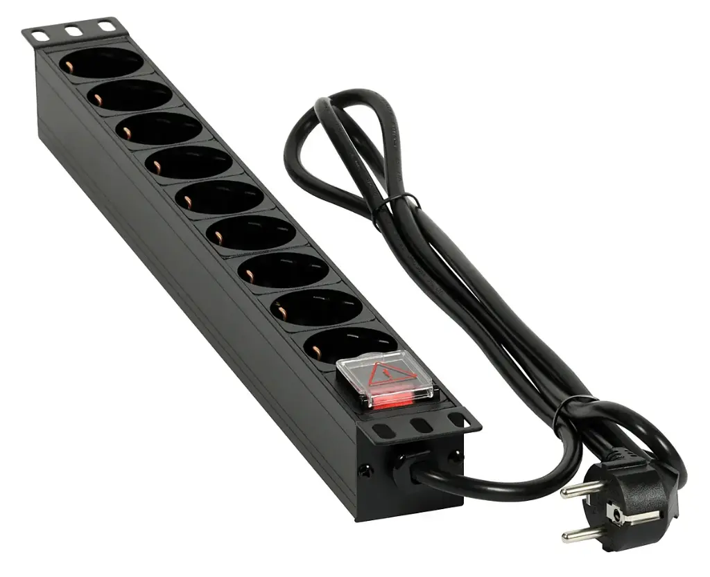 EXTENSÃO 19" RACK 9xTOMADAS SCHUKO 230Vac
