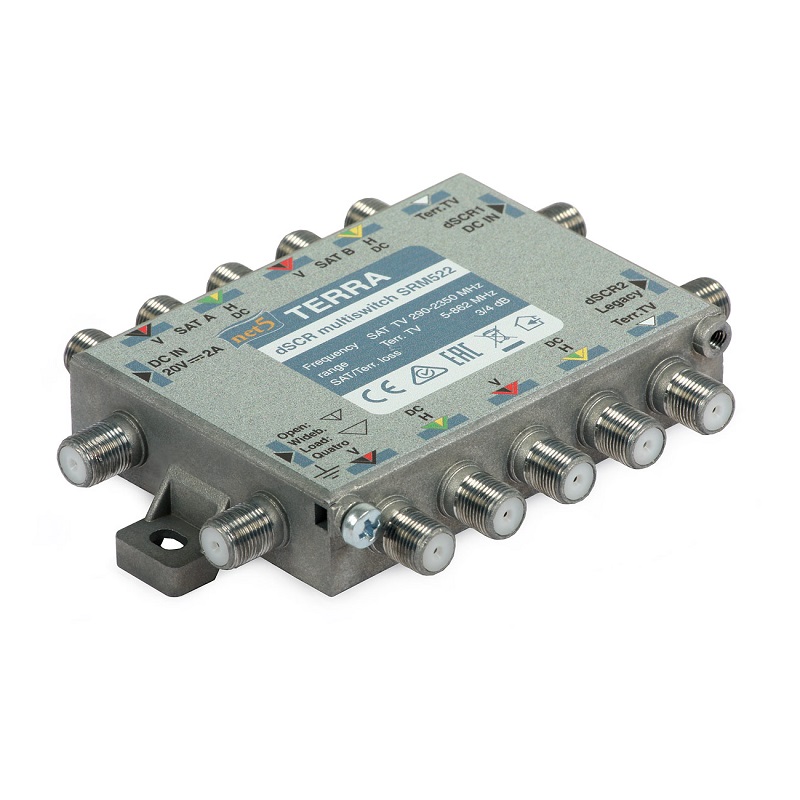 MULTISWITCH DE UN SOLO CABLE CON CONEXIÓN A TIERRA DSCR SRM-522 SIN ALIMENTADOR