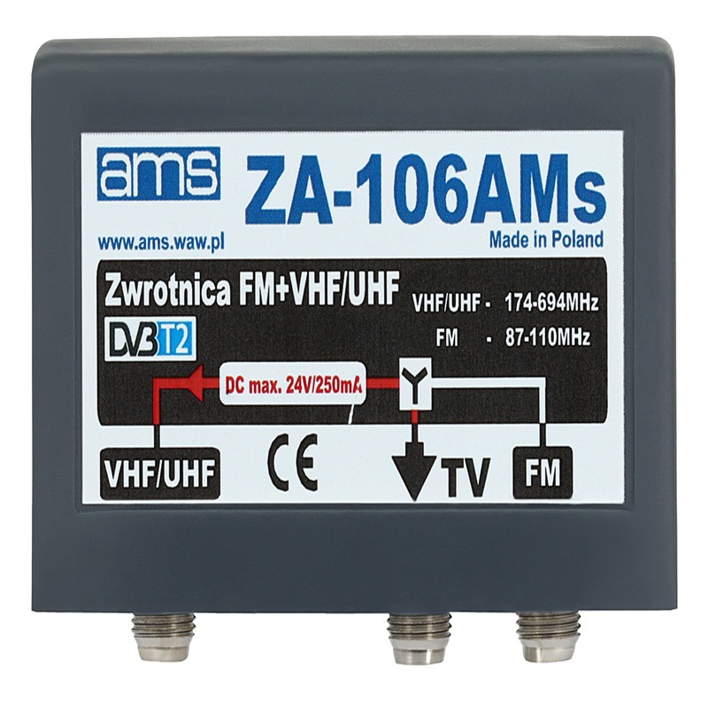 ANTENA DIPLEXOR FM/(VHF+UHF) ZA-106AMs 75 Ohm CONECTOR F