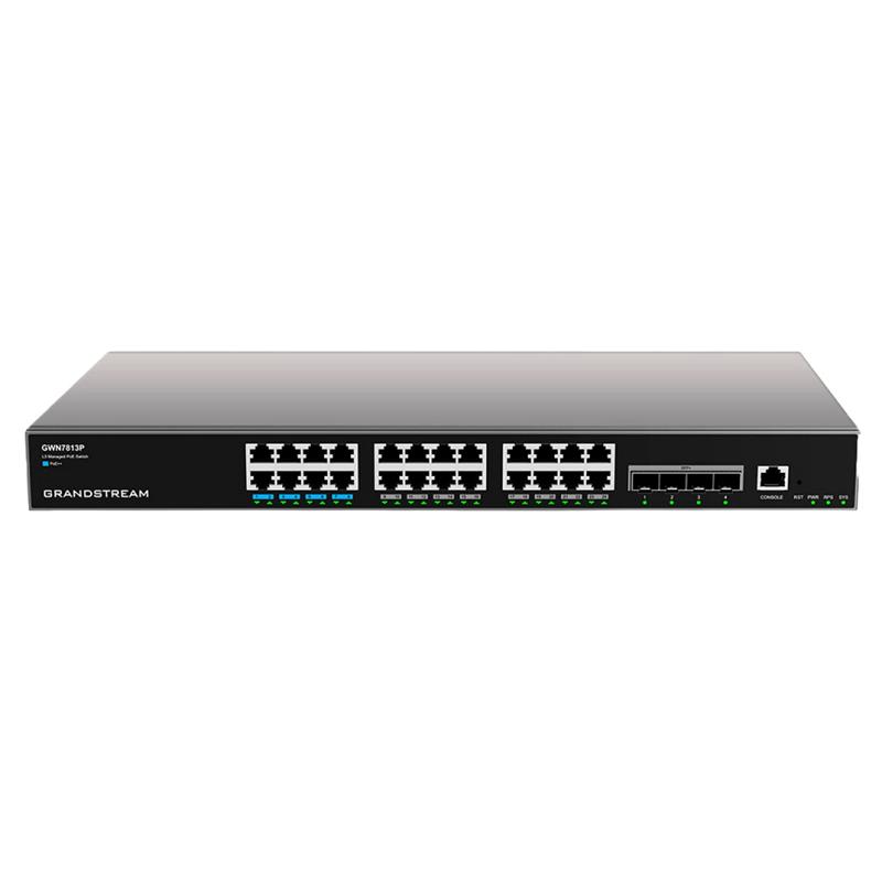 CONMUTADOR GESTIONADO GRANDSTREAM LAYER 3 24xPoE 1GB 4xSFP 10GB