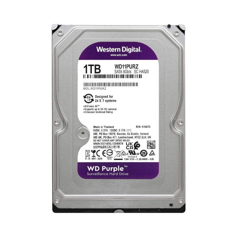 HDD DISCO RÍGIDO WD PURPLE 1TB 64MB 3.5" SATA