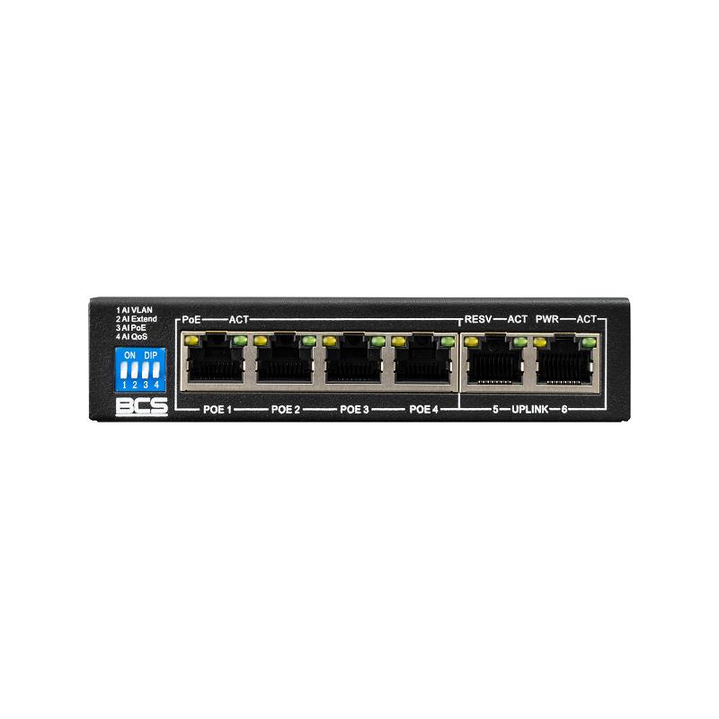 SWITCH BCS BASIC 4xPoE 100Mbps + 2xUPLINK 100Mbps 802.3AF/AT
