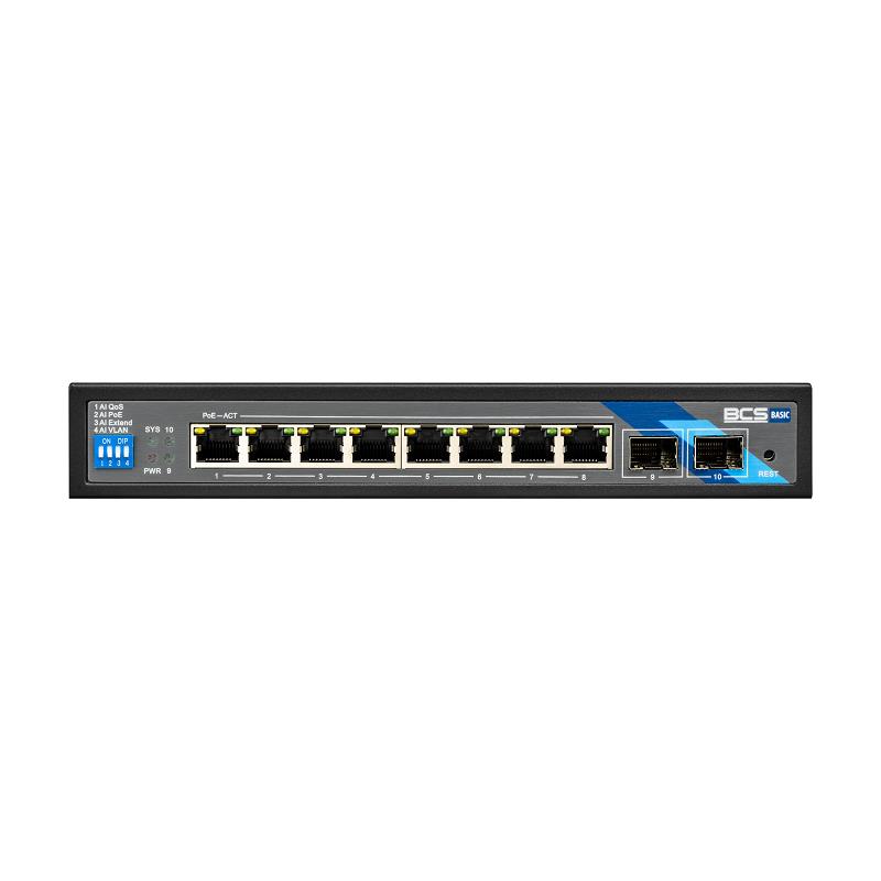 CONMUTADOR BCS BASIC 8xPoE 1Gbps + 2xUPSFP 1Gbps 802.3AF/AT