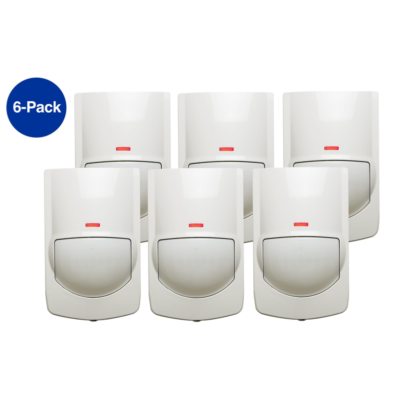 PACK 6 DETETORES GRAU 2 PIR (6xIR-50 GRAU 2) BRANCOS RFI 2.7GHz 68 ÁREAS DETEÇÃO 15m x 90º PULSO DIGITAL