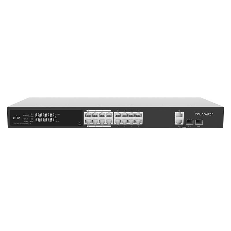 SWITCH GERIDO 16xPoE 1Gbps + 1xUPLINK 1Gbps + 1xCOMBO UPLINK OU SFP 1Gbps L2 54Gbps 250W MÁXIMO