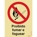 SINAL FOTOLUMINESCENTE PROIBIDO FUMAR E FOGUEAR 150x200mm
