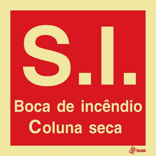 [I0546B] SINAL FOTOLUMINESCENTE S.I. BOCA DE INCÊNDIO COLUNA SECA 150x150mm