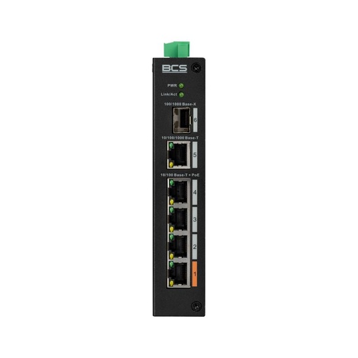 [BCS-L-SP0401G-1SFP] CONMUTADOR INDÚSTRIAL PoE BCS LINE 4xPOE 100Mbps 1xRJ45 1000Mbps 1xSFP 1000Mbps