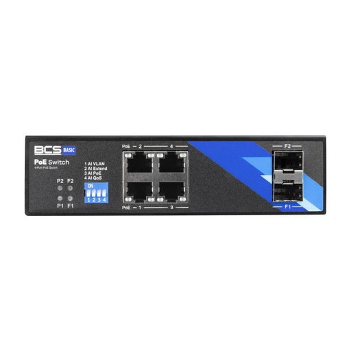 [BCS-B-ISP04G-2SFP] CONMUTADOR INDÚSTRIAL BCS BASIC 4xPoE 1Gbps 2xSFP 1Gbps