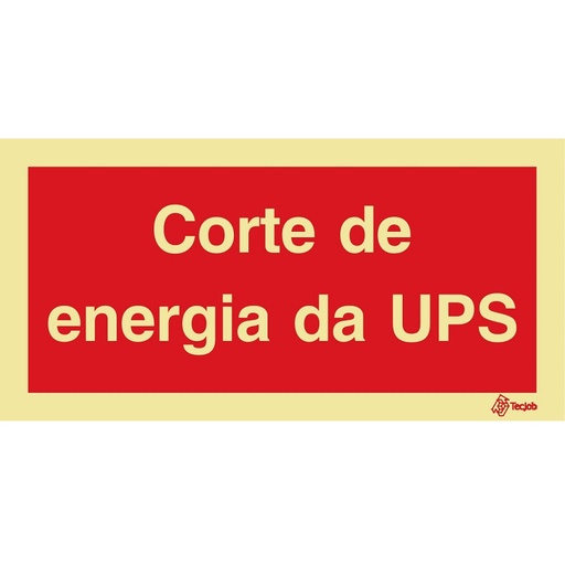 [I0624A] SINAL FOTOLUMINESCENTE CORTE ENERGIA UPS 200x100mm