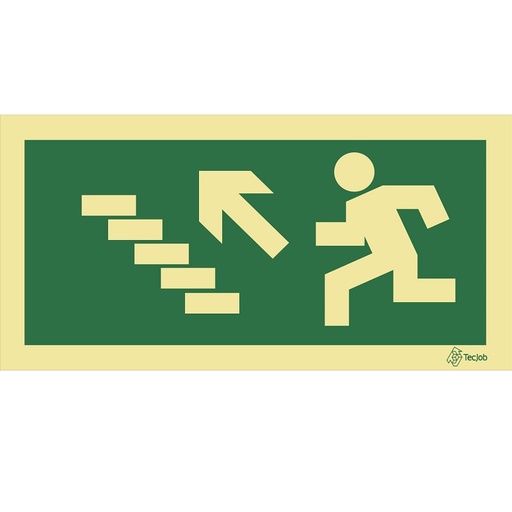 [E0010A] SINAL FOTOLUMINESCENTE SAÍDA ESCADAS SUBIR ESQUERDA 200x100mm