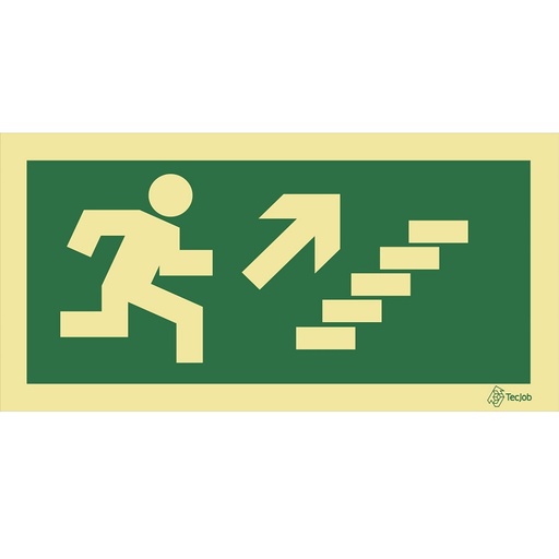 [E0011A] SEÑAL FOTOLUMINISCENTE SALIDA ESCALERAS SUBEN A LA DERECHA 200x100mm